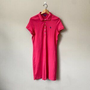 Ralph Lauren Women's Medium Interlock Short Sleeve Pink Polo Shirt Tennis Dress